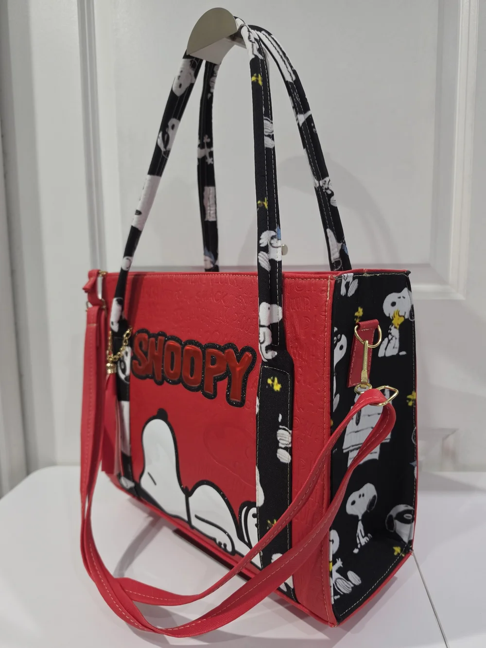 Snoopy Red Tote Laptop Bag with Character Applique